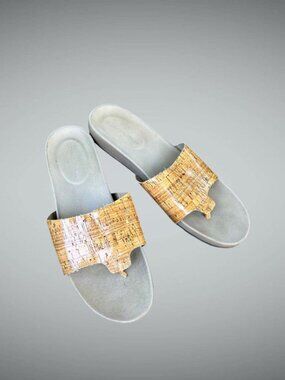 Donald J. Pliner Fifi Thong Sandals Cork Wrap Strap Molded Footbed Size 9.5